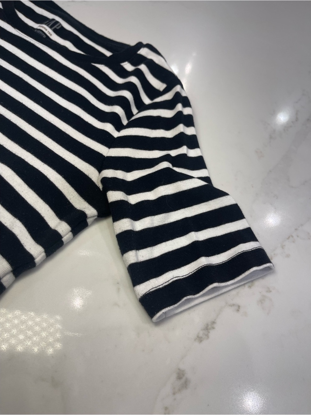 GAP Black & White Striped Short Sleeve “Modern Tee” - Women’s - Picture 9 of 11